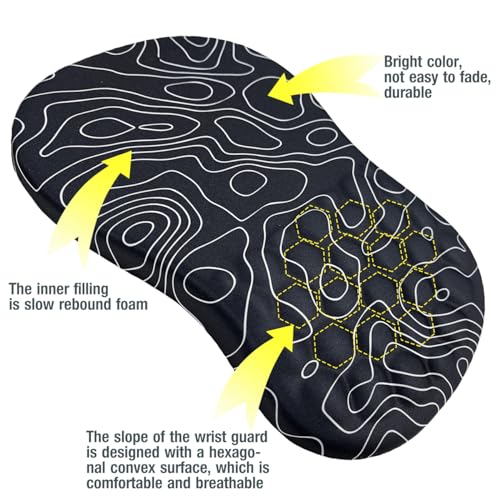 Ergonomic Mouse Pad with Wrist Rest Support, Massage Design Mouse Mat for Relief Carpal Tunnel Pain, Memory Foam Non-Slip Slope Massage Bulge (Topographic Contour) - Image 5