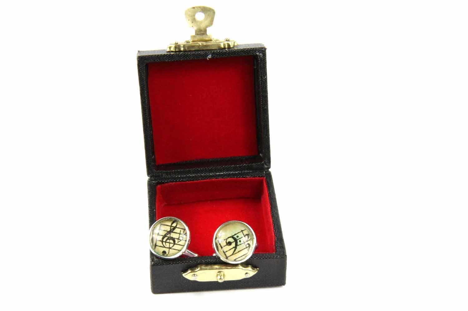 Miniblings Musica Chiave di Violino Clef Gemelli - Fatto a Mano Ho gemello Bottoni della Camicia Gemelli Mi Bella Scatola di Legno Incluso - Nota Chiave di Violino Clef