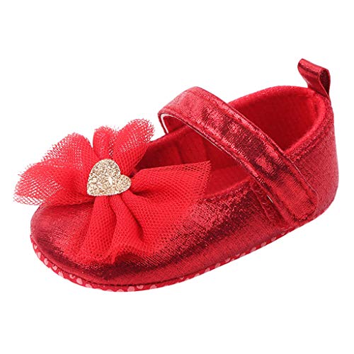 Toddler Sneakers Girls Baby Fashion First Comfortable Shoes Shoes Walkers Kid Butterfly-Knot Girl Baby Shoes Little Girl Light up Shoe Red