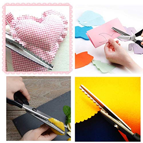 Dressmaking Sewing Craft Scissors, Professional Stainless Steel Pinking Shears Comfort Grip, Serrated & Scalloped Blades Cut Tailor Decorative Tool - Fabrics Leather Paper Craft (Scalloped 3Mm) #TOP7