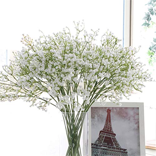 Gumolutin 9PCS Long Stem Artificial Baby Breath Flowers Fake Real Touch Gypsophila for Home Office Indoor Outdoor Wedding Decoration Festive Furnishing,White - Image 2