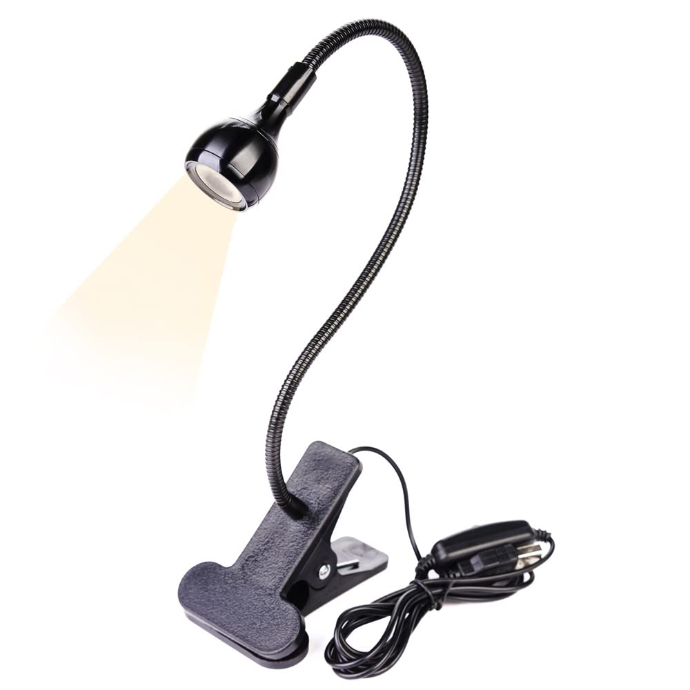 Luce a LED a clip, per la lettura degli occhi, luce da lettura con collo d'oca, luce flessibile a 360°, luce notturna a clip per scrivania, letto e computer, colore nero