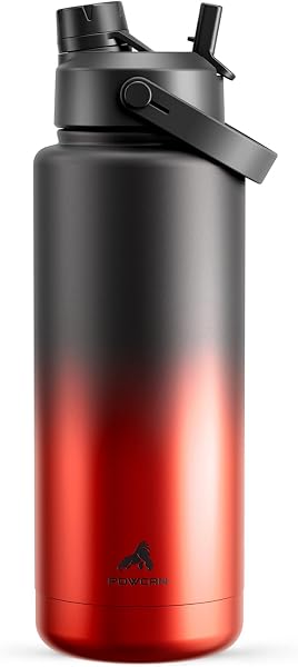 POWCAN 40 Oz Insulated Water Bottle with 2-in-1 Straw and Spout Lid, Keep…