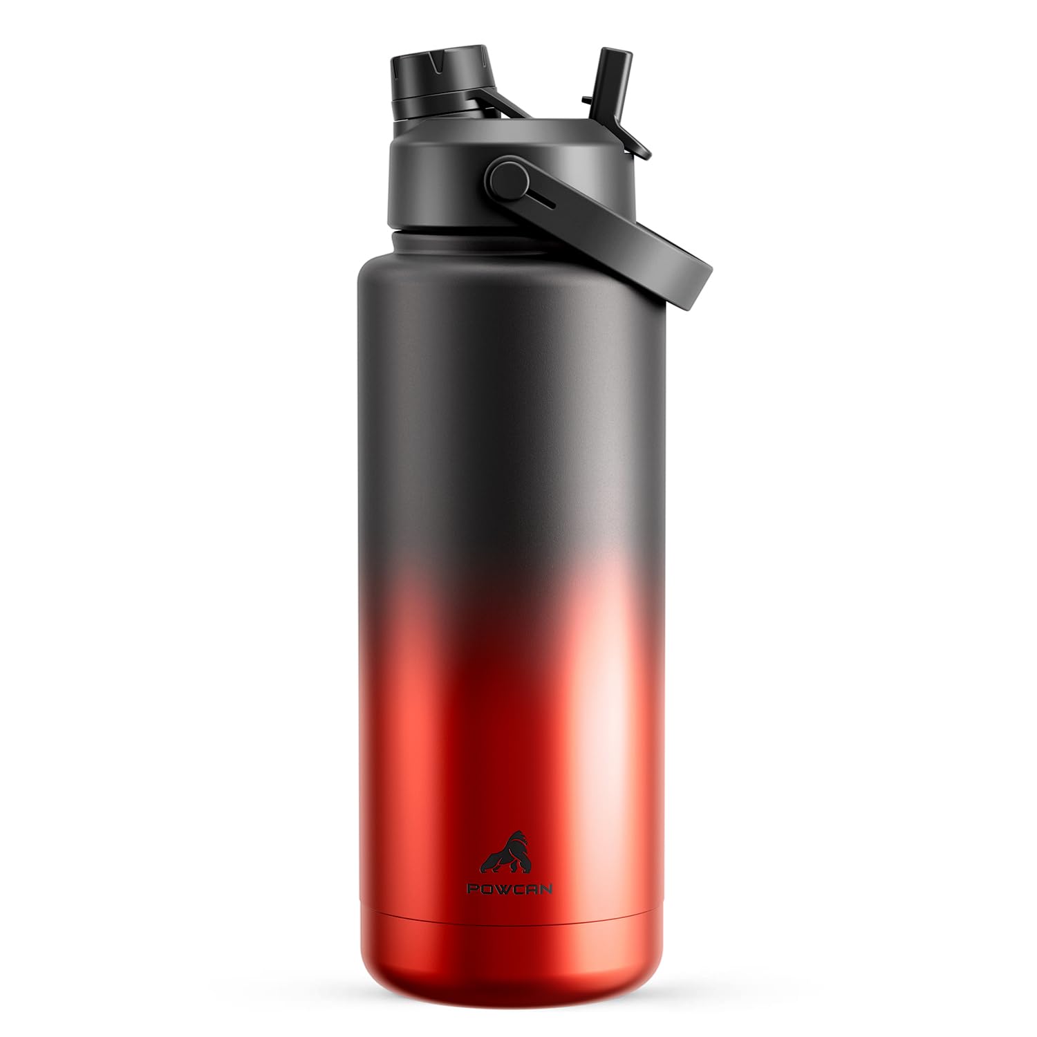 POWCAN 40 oz Insulated Water Bottle with 2-in-1 Straw and Spout Lid, Keep Cold 24H, Leak-Proof, BPA-Free, Double Wall Stainless Steel Water Bottle for Sports, Gym, Travel, Gift, and School (Ace)