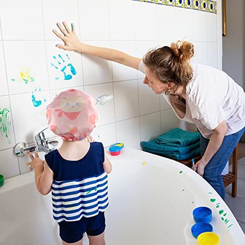 Tcotbe 3 Pcs Kids Shower Caps Rabbits Prints Double Layers Children Shower Caps Peva Bath Hats For Kids Reusable Cartoon Animal Kids Bonnets Hair Covers For Boys And Girls #TOP5