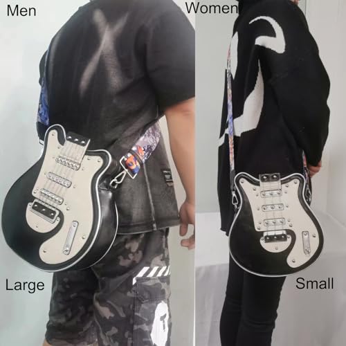 Lyuxhetaokdiq Men and Women PU Leather Guitar Shaped Crossbody Shoulder Bag Guitar Purse, Large Black by Lyuxhetaokdiq - Used condition - Image 7