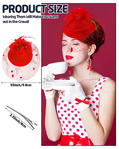 5 Pcs Fascinators Hats For Women Girls Tea Party Hats Tea Party Pillbox Hat With Veil Vintage Mesh Feathers For Tea Party (Stylish Colors) #TOP2
