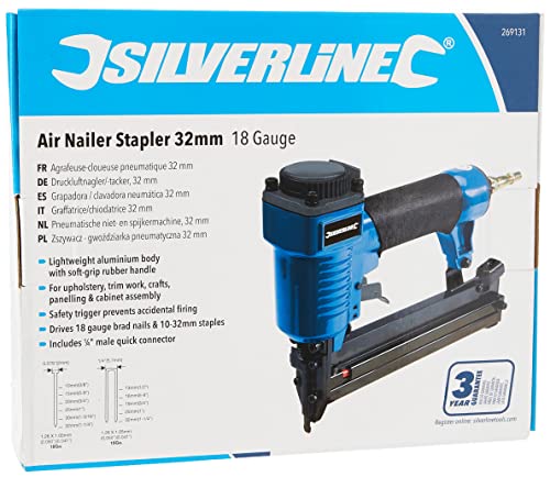 Silverline 269131 Air Nailer Stapler 32 mm 18 Gauge