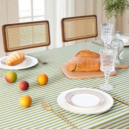 Weldomcor Striped Rectangle Tablecloth, Vinyl Summer Tablecloth with Flannel Backing Wipeable Waterproof Stain Resistant Plastic Oilcloth for Indoor and Outdoor Picnic Camping Dining Party Home by Weldomcor - Used condition - Image 4