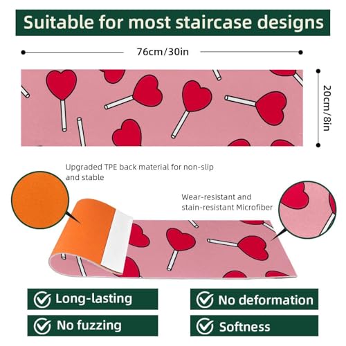 Tapis d'escalier antidérapant rose pour sécuriser vos marches en bois Candy Love x15 - 5