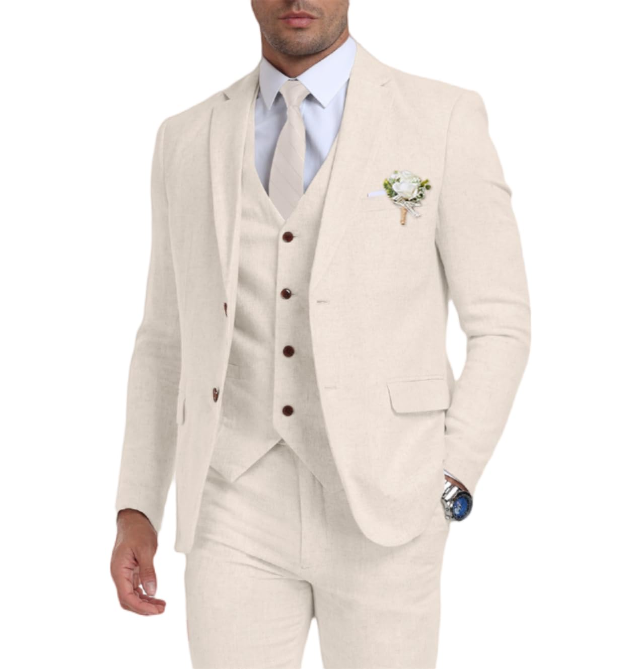 Retro Linen 3 Piece Suit