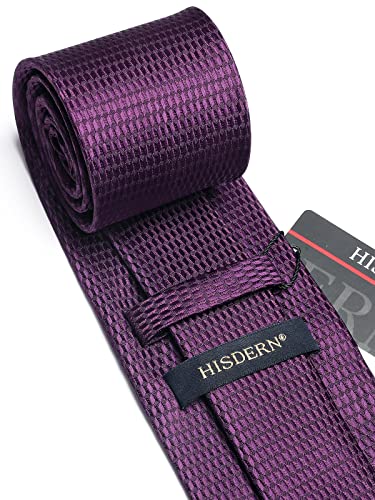 Image of HISDERN Ties for Men Solid Houndstooth Neckties Handkerchief Formal Business Tie & Pocket Square Set Wedding Party