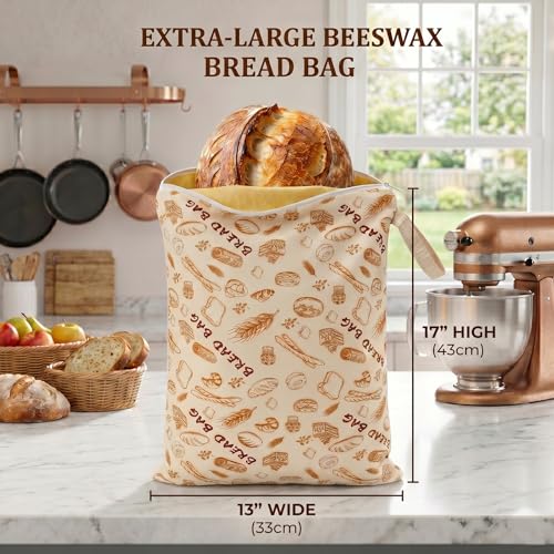 AHJ 2 Pack XL Beeswax Bread Bags for Sourdough Homemade Bread,Reusable - image 6