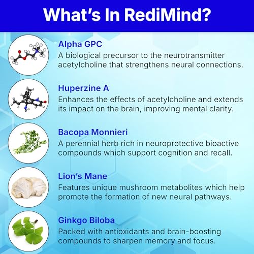 Image of RediMind Natural Cognitive Support and Brain Supplement, Vegan, Gluten-Free