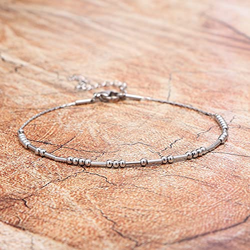 Joycuff Inspirational Silver Anklets For Women Secret Message Morse Code Ankle Bracelets For Friends Mom Daughter Sisters Wife Girlfriend Funny Motivational Friendship Beach Jewelry #TOP3