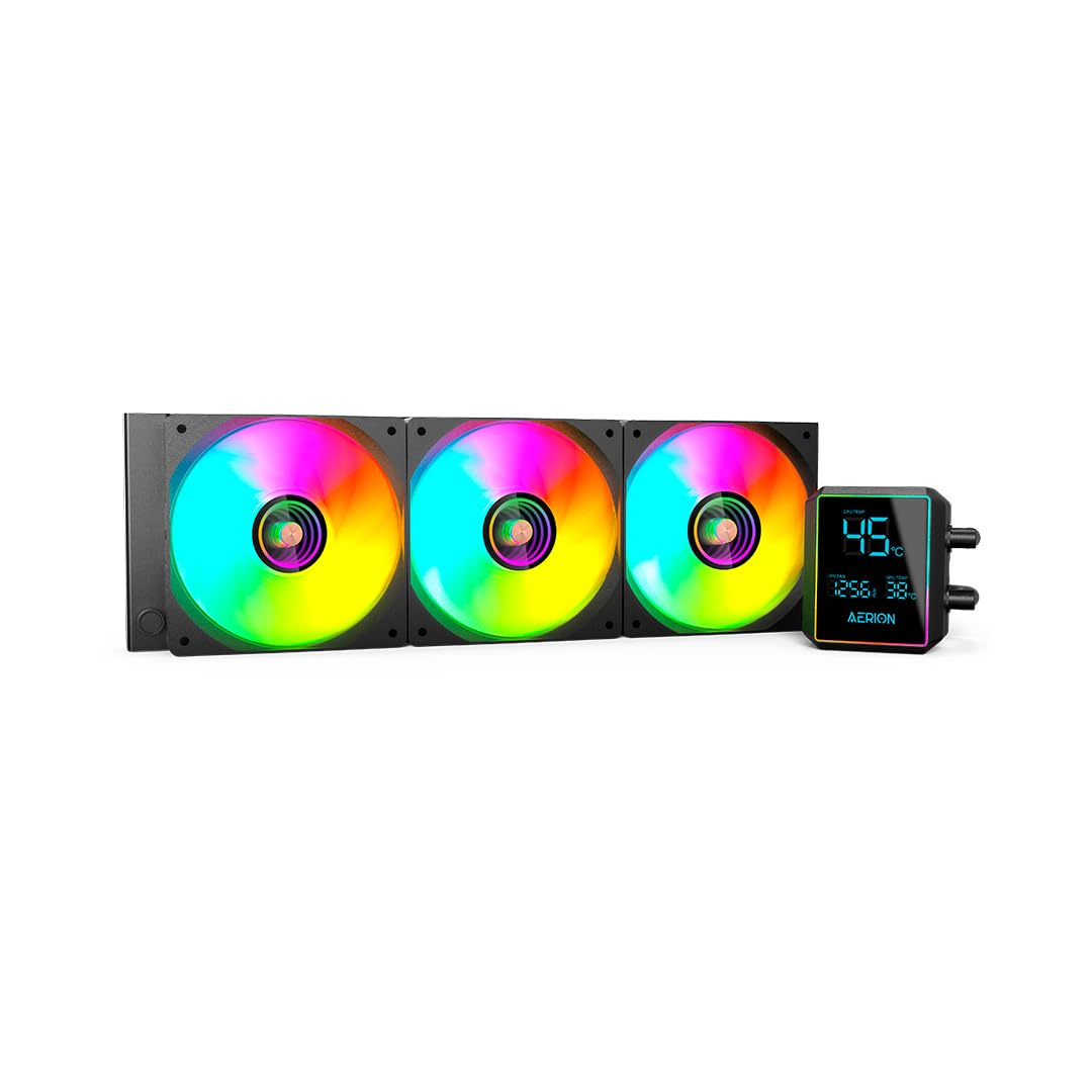 AERION Water Cooler Líquido 360mm AERIS WAT300 Preto, Tela LCD, Radiador Triplo ARGB, 3