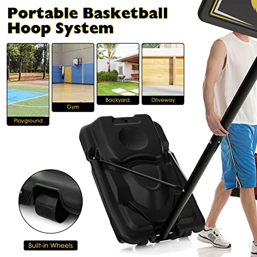 Goplus Portable Basketball Hoop Outdoor Indoor, 4.25-10FT 12-Level Adjustable Basketball Goal w/ 44’’ Shatterproof Backboard, Fillable Base, Basketball Stand System for Youth Adults - Thumbnail 7