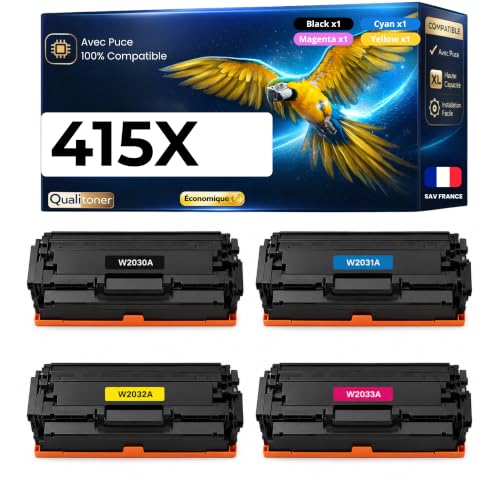 Pack 4 toners 415X W2030X pour imprimer tous vos dossiers d'entreprise à la maison