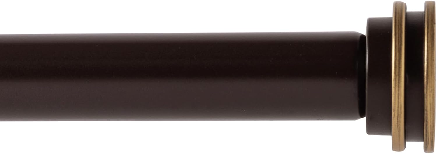 5/8" Single Curtain Rod with Nerveux Finials (Bronze Gold, 28''-48'')