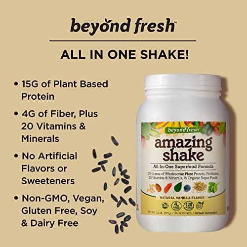 Beyond Fresh Amazing Shake, Superfood Formula, Plant Protein Based, Meal Replacement, Natural Vanilla Flavor, 999 Gram (N12551) #TOP3