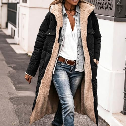 YMADREIG Womens Long Winter Coats Reversible Fleece Lined Puffer Jacket - image 4