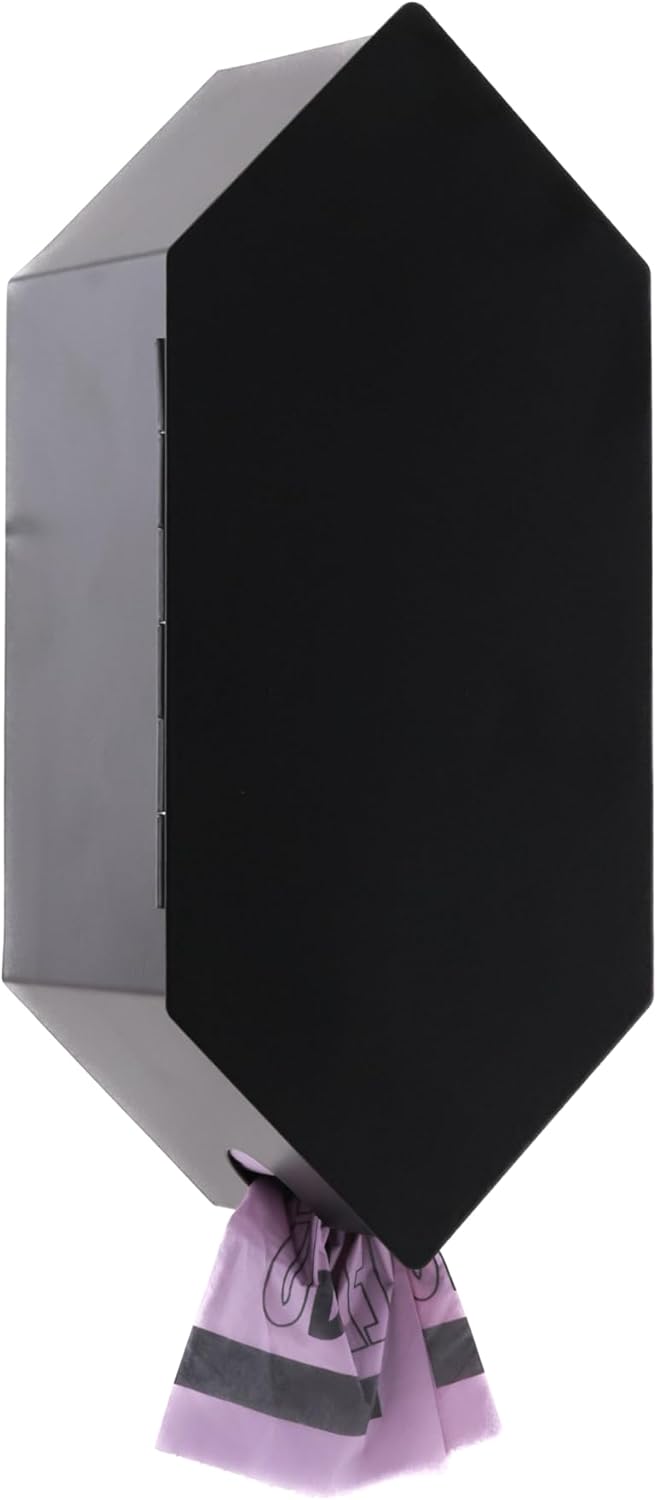 Dog Poop Bag Dispenser, Stainless-Steel and Powdercoated Black with Magnetic Door Latch, Indoor and Outdoor Rated, (Holds 8-9 Rolls-Not Included), 7.75" x 3.25", Black