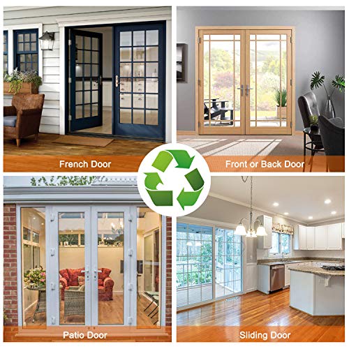 Insulated Door Curtain For French & Patio Sliding Doors Up To 72 X 80 Inch, Thermal Magnetic Closure Self-Closing Door Cover Cool Summer Warm Winter Stop Cold Wind Door Screen (Grey - Checks Style) #TOP5