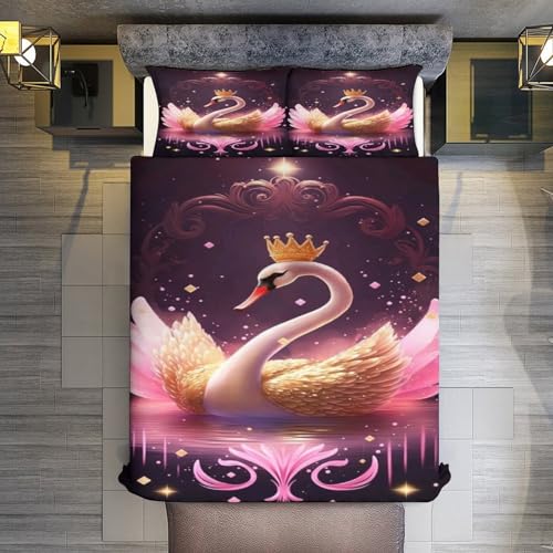 Housse de couette cygne impression 3D haute définition parure de lit premium - 3