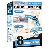 8 Pack Jumbo Vacuum Storage Bags, 7-Layer Space Saver Vacuum Sealer Bags with Hand Pump, Vacuum Seal...