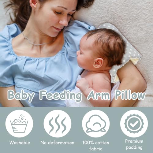 Aolso Stillkissen, Ministillkissen Baby Arm-Stillkissen Arm Kissen, Gemütliches Wiegen-Armkissen, Baby-Still-Kopfstützkissen für unterwegs Stillmuff Reisestillkissen (Grau-Sterne)