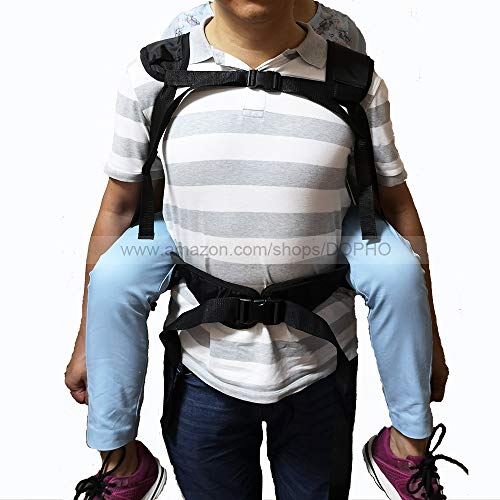 Double Layer Patient Lift Sling Carrier One-Person Transferring Belt for Carrying Up and Down Stairs to Bed,Wheelchair,Chair,Car,Vehicle for Elderly,Handicapped,Disabled,Bedridden (Black, Large) - Thumbnail 2