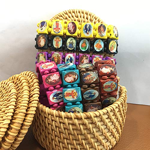 yantu Elastic Strechable Wooden Small Panel Bracelet with Images of Religious Saints, Jesus and Rosary3