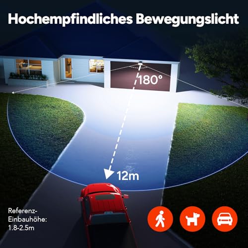 OREiN Led Strahler mit Bewegungsmelder Außen 3000LM, 2700/4000/6500K Warm-/Neutral-/Kaltweiß Superhell 27W Außenstrahler mit 3 Leuchtmodi, IP65 Wasserdicht Fluter Flutlicht für Garage, Hof, Haustür