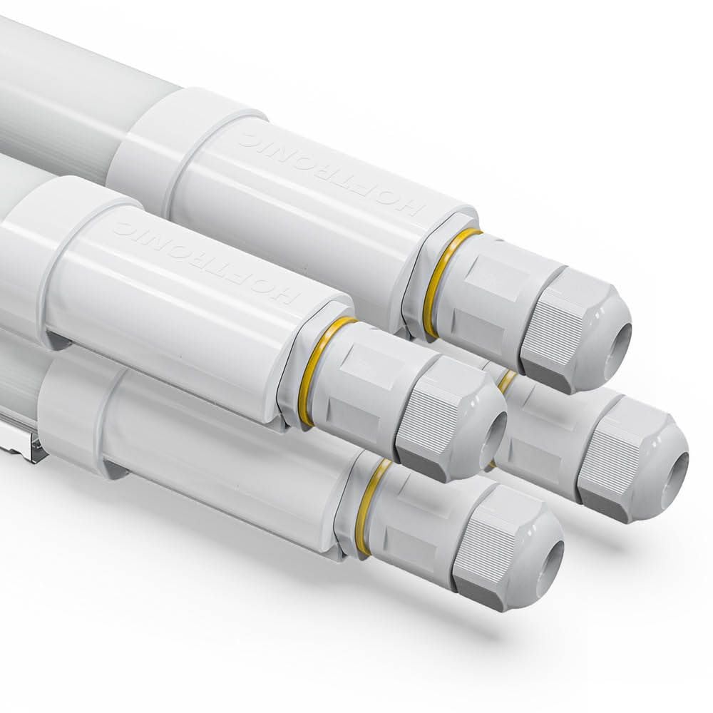 HOFTRONIC Lot de 4 réglettes LED 150 cm intérieur/extérieur - 48 W, 6 720 lumens - blanc lumière du jour 6 500 K - connectables jusqu’à 8 unités - sans scintillement - LED intégrées - R-Series Pro