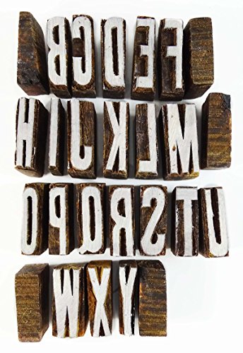 Indian Wooden Textile Stamps Wood Printing Alphabet Text Stamp Decorative Block #TOP1