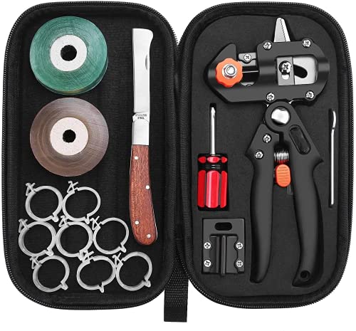 NRANSON Herramienta de injerto de jardín, Kit de Tijeras de poda Multifuncional, plántulas de injerto en V/u-injerto/Omega para Injerto de árboles frutales, Incluyendo Cintas de injerto