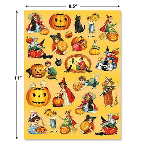 Current Halloween Victorian Stickers- 48 Stickers,Two 8-1/2" X 11" Sheets, Retro Vintage Holiday Stickers, Kids Gifts Trick Or Treat, Party Favors, Diy Arts And Crafts #TOP2