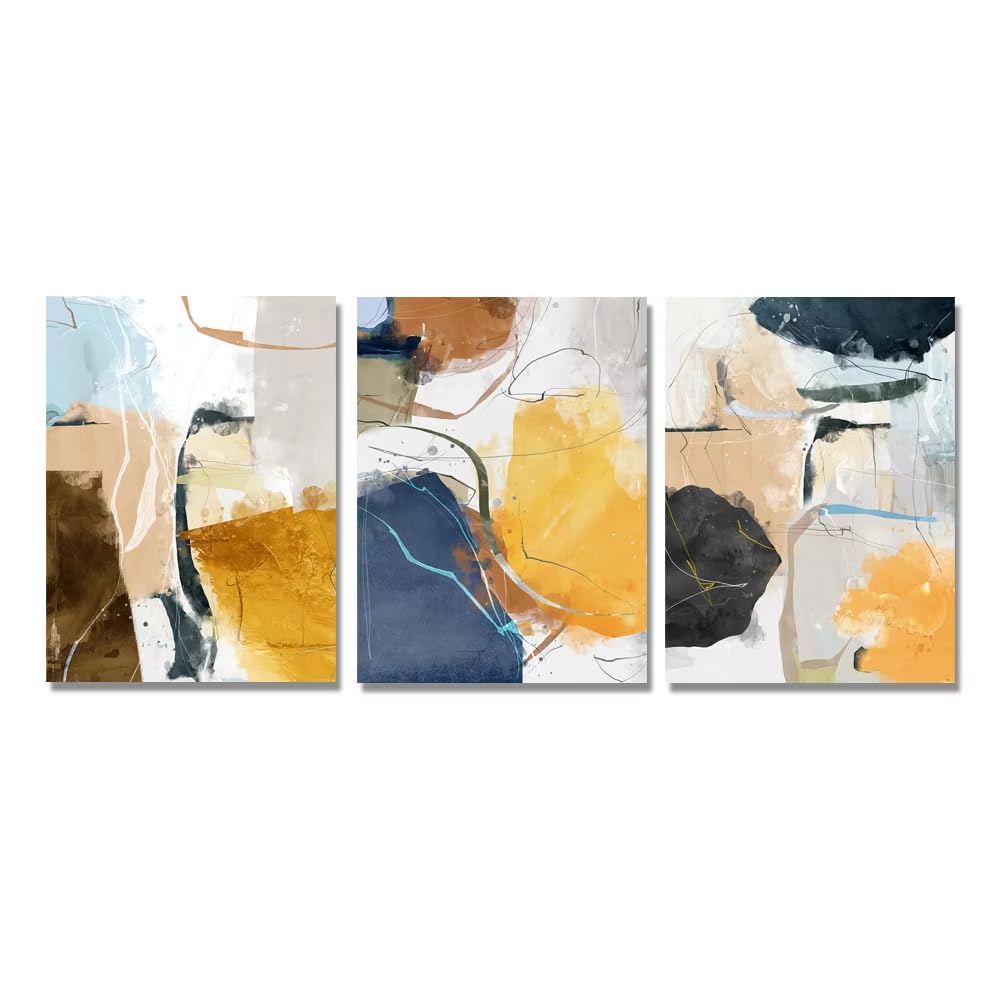 AEFOUU 3Pcs Print Wall Art Geometric Canvas Painting Nordic Abstract Wall Art Pictures for Living Room Home Decor Artwork Picture(60x80cm/24x32in/Frameless)