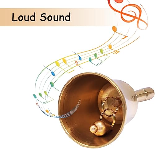 Miniatura 2 de Hourwof Campana de llamada de mano fuerte, campana de cena de latón macizo Campana de servicio Campana de entrenamiento para mascotas, cascabel de