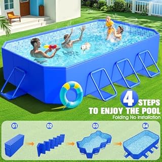 StarOcean 2026 Large Foldable Pool,Non-Inflatable Swimming Pool for Kid,Adult Collapsible Pool Hard Plastic,Overthickened Extra Large Foldable Pool,Portable Folding Kid Pool for Backyard,118"x73"x20"
