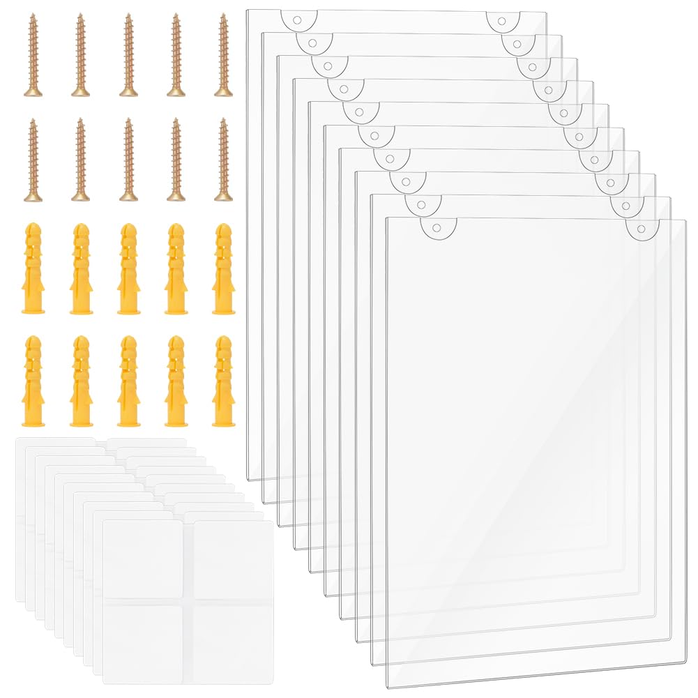 10 Packung Acryl Schilderhalter 21.6x28cm Wandhalterung Aus Kunststoff Dokumentenhalter Acryl Displayständer Mit Doppelseitigem Klebeband Schrauben Für Laden Restaurant Büro Zuhause