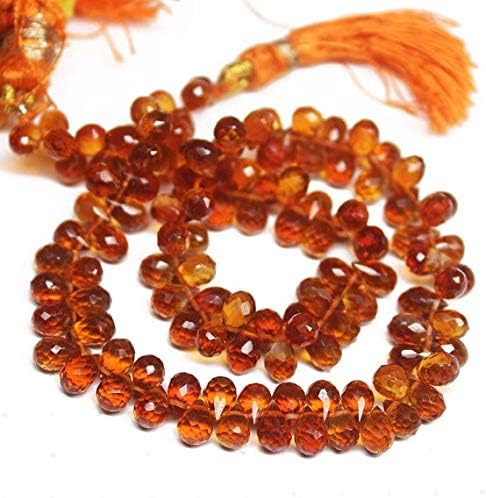 1 Strand Citrine Tear Drop Faceted 9'' Long Strand Gemstone Beads, Jewelry Supplies for Jewelry Making, Bulk Beads, for Meditation Jewellery for Reiki Healing Mystic Gemstone Size 5mm