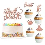 tortenaufsatz hochzeit ★ Sweet 16 Cake Toppers eignen sich gut zum Dekorieren von Cupcakes, Desserts, Keksen, Donuts, Tischen, Käse usw., lassen Ihr Essen köstlich aussehen, verleihen Ihrem Tisch eine wunderbare Note und können auch zur Herstellung kleiner Obst-Kabobs verwendet werden