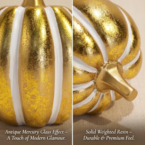 Image of FESTGLOX 2Pcs Resin Pumpkin Figurines, Fall Thanksgiving Decor