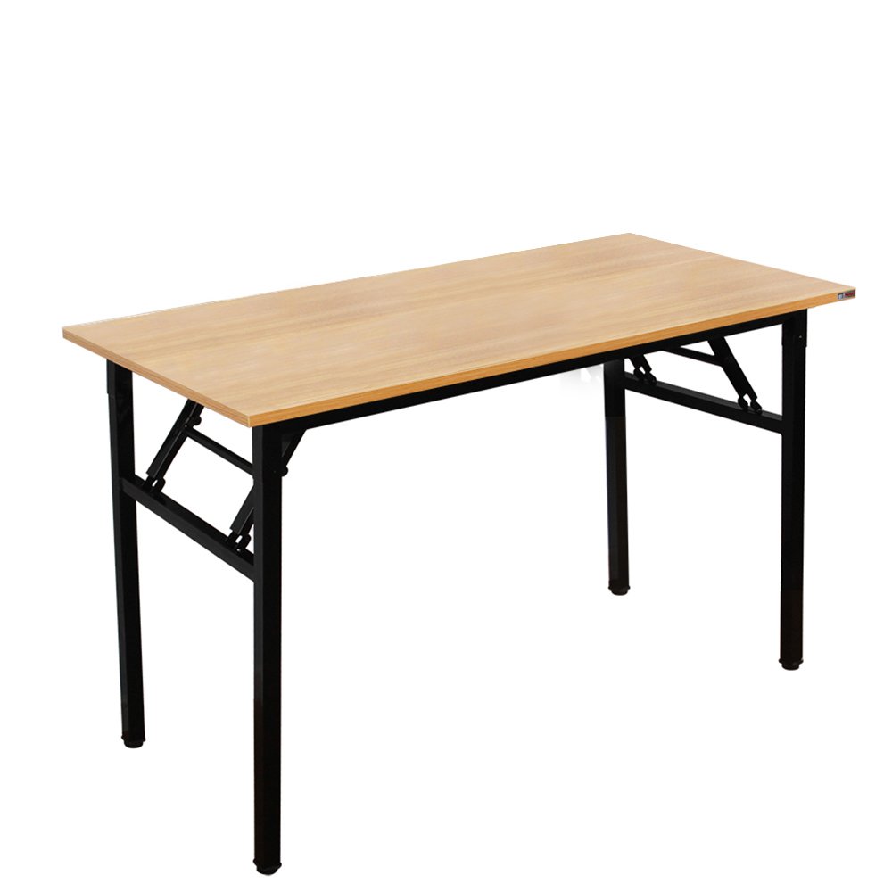 DlandHome Scrivania Casa e Ufficio, Pieghevole Salvaspazio 120 x 60cm, Tavolo da Lavoro o Studio per Computer o Laptop, Compatto e Robusto, Carico 136kg Max,Teak Nero