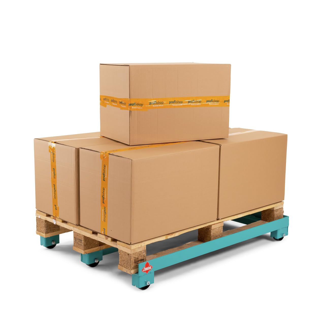 Ameise Paletten-Fahrgestell | 1.000 kg Tragkraft | HxBxT 90 x 800 x 1.200 mm | für Euro-Paletten | stabile Stahlkonstruktion | 90 mm Ladehöhe | geprüfte Qualität | Transportroller | Transporthilfe