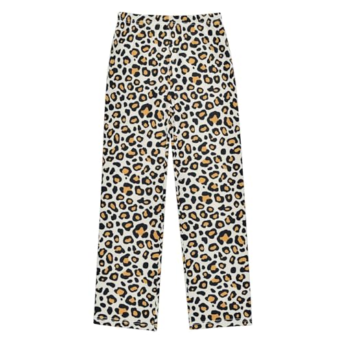 Boys' Pants Leopard White and Yellow Long Bottoms Jogger Pants Elastic Waist Trousers with Pockets S-XL