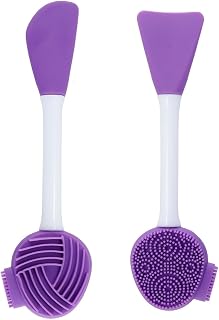 2 Pack Silicone Facial Cleansing Brush, Manual All-in-One Cleanser, Exfoliation, Face Mask Applicator, Makeup Scraper, Purple
