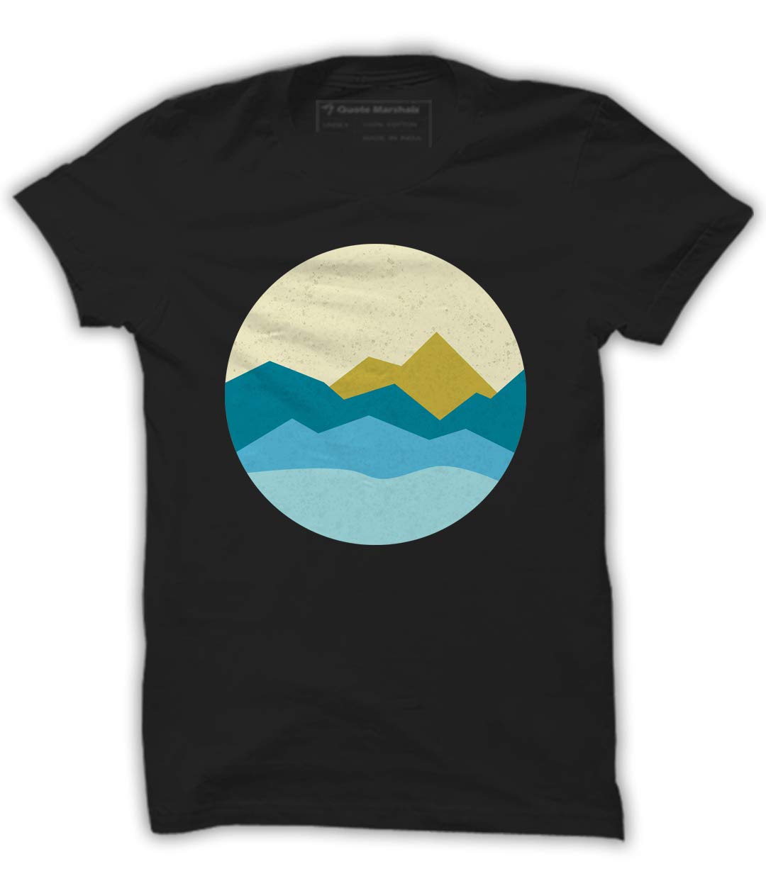 Quote MarshalsAbstract Mountain Black Cotton T-Shirt for Men's
