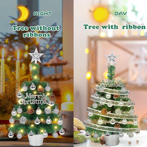 Mini Weihnachtsbaum mit Schnee und Beleuchtung, 50 cm hoch, Tischdekoration